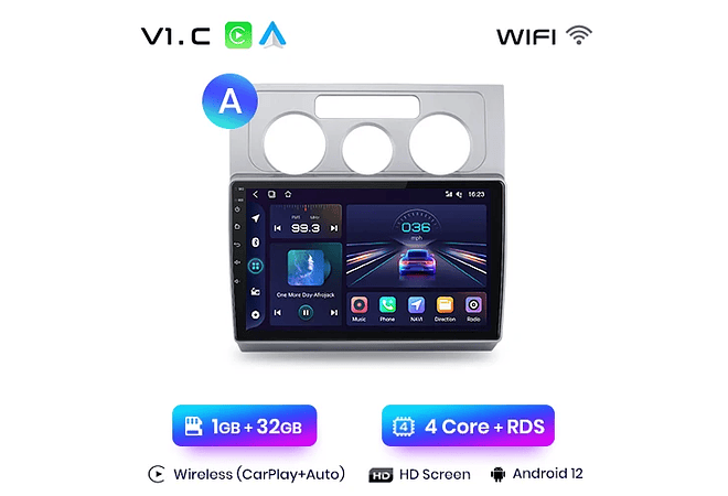 RD062 Android Volkswagen TOURAN 1 2003-2010 1GB a 8GB RAM e 16GB a 128GB ROM com ou sem Carplay