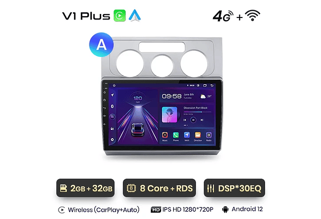 RD062 Android Volkswagen TOURAN 1 2003-2010 1GB a 8GB RAM e 16GB a 128GB ROM com ou sem Carplay