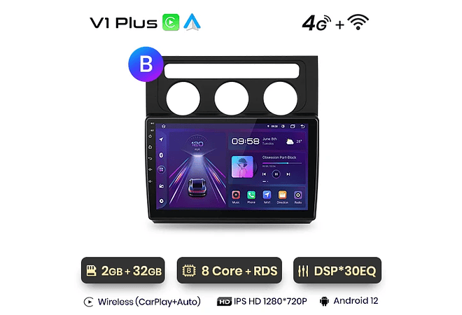 RD062 Android Volkswagen TOURAN 1 2003-2010 1GB a 8GB RAM e 16GB a 128GB ROM com ou sem Carplay