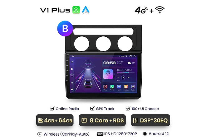 RD062 Android Volkswagen TOURAN 1 2003-2010 1GB a 8GB RAM e 16GB a 128GB ROM com ou sem Carplay