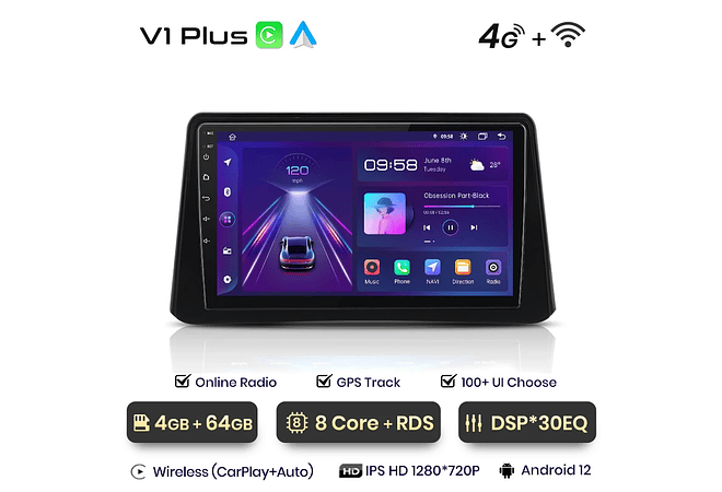 RD065 Android Opel MOKKA 2012-2016 1GB a 8GB RAM e 16GB a 128GB ROM com ou sem Carplay