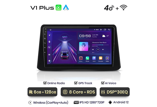 RD065 Android Opel MOKKA 2012-2016 1GB a 8GB RAM e 16GB a 128GB ROM com ou sem Carplay