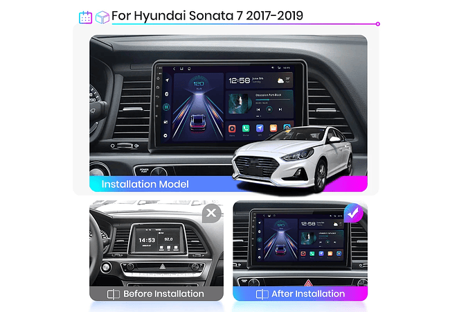 RD066 Android Hyundai SONATA 2017-2019 1GB a 8GB RAM e 16GB a 128GB ROM com ou sem Carplay