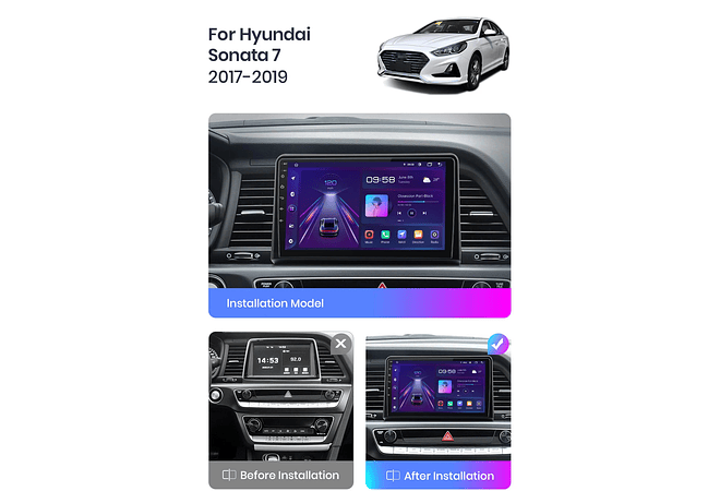 RD066 Android Hyundai SONATA 2017-2019 1GB a 8GB RAM e 16GB a 128GB ROM com ou sem Carplay