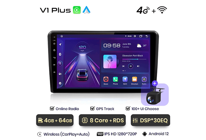 RD073 Android Audi a3 8p 2003-2013 1GB a 8GB RAM e 16GB a 128GB ROM com ou sem Carplay