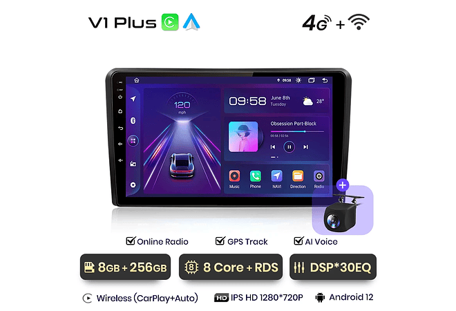 RD073 Android Audi a3 8p 2003-2013 1GB a 8GB RAM e 16GB a 128GB ROM com ou sem Carplay