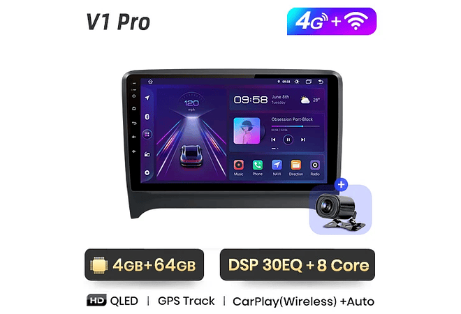 RD074 Android Audi TT, mk2, 8j, 2002-2013 1GB a 8GB RAM e 16GB a 128GB ROM com ou sem Carplay