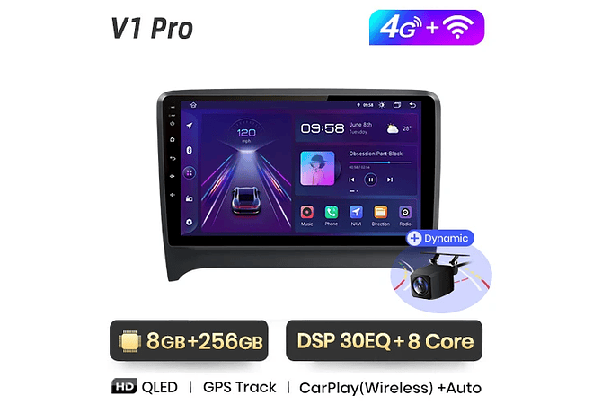 RD074 Android Audi TT, mk2, 8j, 2002-2013 1GB a 8GB RAM e 16GB a 128GB ROM com ou sem Carplay