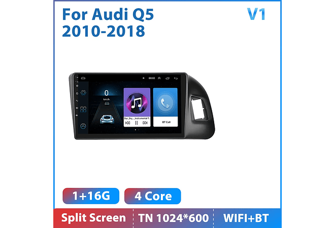 RD075 Android audi q5 2010-2018 1GB a 8GB RAM e 16GB a 128GB ROM com ou sem Carplay