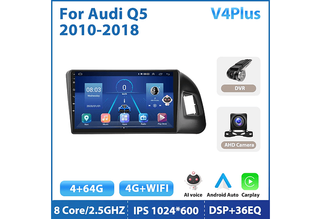 RD075 Android audi q5 2010-2018 1GB a 8GB RAM e 16GB a 128GB ROM com ou sem Carplay