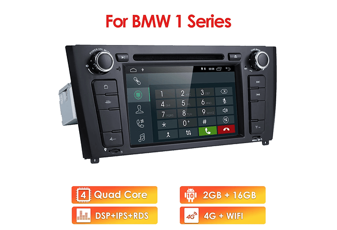 RD077 Android BMW Serie 1 e87 e88 e82 e81 2004-2011 1GB a 8GB RAM e 16GB a 128GB ROM com ou sem Carplay