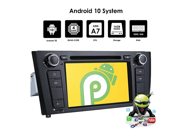 RD077 Android BMW Serie 1 e87 e88 e82 e81 2004-2011 1GB a 8GB RAM e 16GB a 128GB ROM com ou sem Carplay