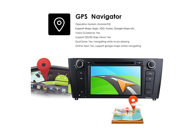 RD077 Android BMW Serie 1 e87 e88 e82 e81 2004-2011 1GB a 8GB RAM e 16GB a 128GB ROM com ou sem Carplay