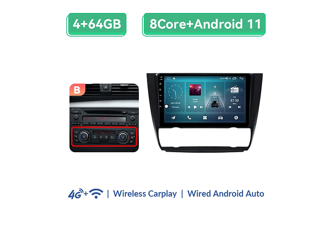 RD078 Android BMW Serie 1 e88 e82 e81 e87 2004-2011 1GB a 8GB RAM e 16GB a 128GB ROM com ou sem Carplay
