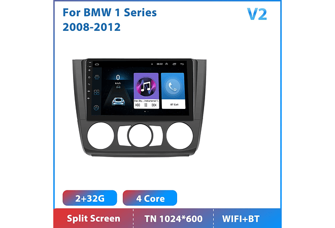RD079 Android bmw bmw série 1 2008-2012 1GB a 8GB RAM e 16GB a 128GB ROM com ou sem Carplay