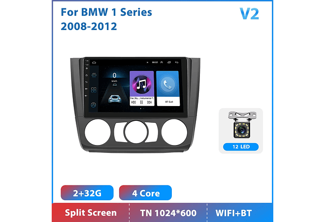 RD079 Android bmw bmw série 1 2008-2012 1GB a 8GB RAM e 16GB a 128GB ROM com ou sem Carplay