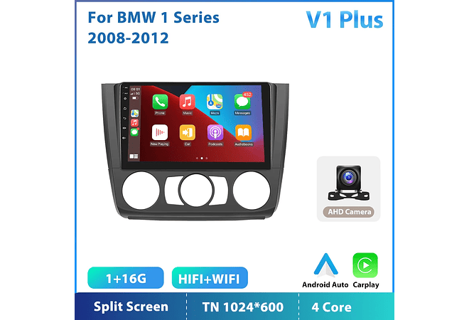 RD079 Android bmw bmw série 1 2008-2012 1GB a 8GB RAM e 16GB a 128GB ROM com ou sem Carplay