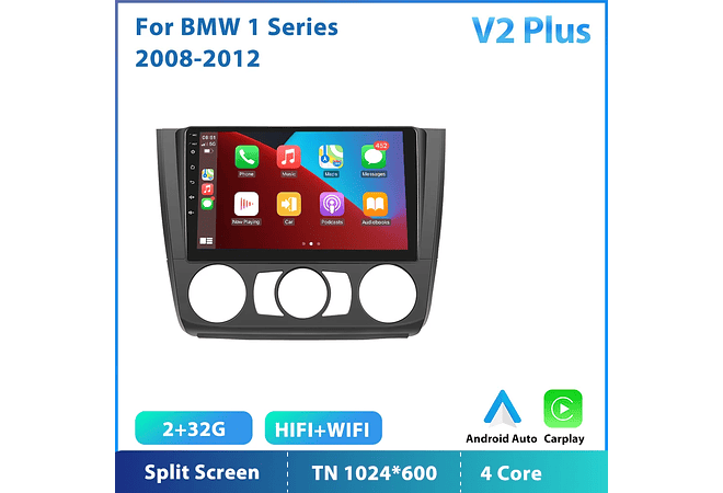 RD079 Android bmw bmw série 1 2008-2012 1GB a 8GB RAM e 16GB a 128GB ROM com ou sem Carplay