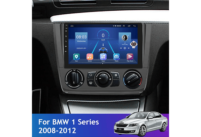 RD079 Android bmw bmw série 1 2008-2012 1GB a 8GB RAM e 16GB a 128GB ROM com ou sem Carplay