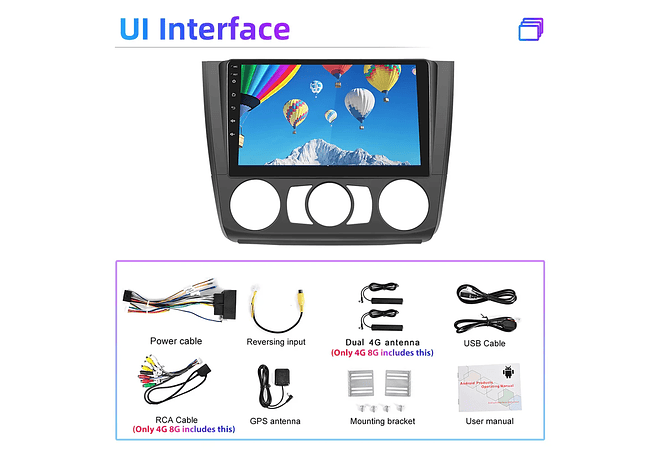 RD079 Android bmw bmw série 1 2008-2012 1GB a 8GB RAM e 16GB a 128GB ROM com ou sem Carplay