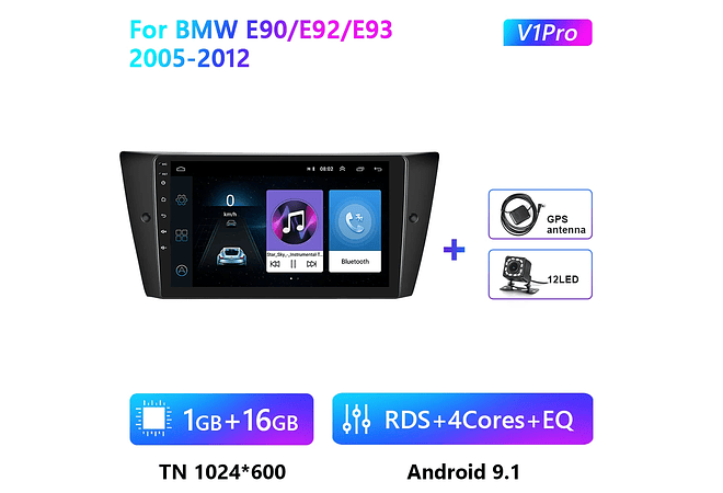 RD080 Android bmw e90 e92 e93 2005-2012 1GB a 8GB RAM e 16GB a 128GB ROM com ou sem Carplay