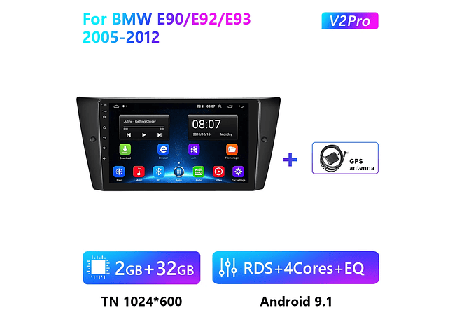 RD080 Android bmw e90 e92 e93 2005-2012 1GB a 8GB RAM e 16GB a 128GB ROM com ou sem Carplay