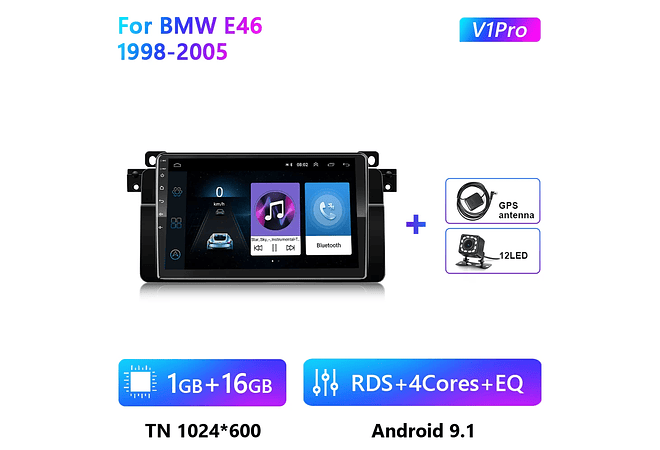 RD081 Android bmw e46 m3 318/320/325/330/335 1998-2005 1GB a 8GB RAM e 16GB a 128GB ROM com ou sem Carplay