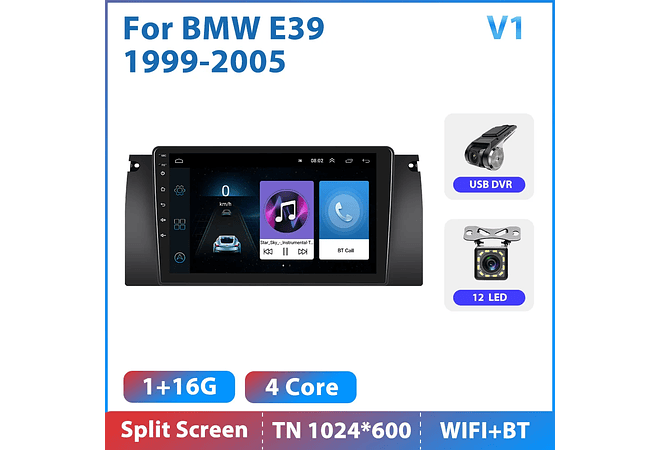 RD082 Android bmw e39 1999-2005 1GB a 8GB RAM e 16GB a 128GB ROM com ou sem Carplay