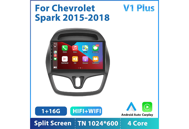 RD084 Android chevrolet spark 2015-2018 1GB a 8GB RAM e 16GB a 128GB ROM com ou sem Carplay