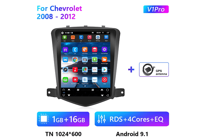 RD085 Android chevrolet cruze j300 2008-2012 1GB a 8GB RAM e 16GB a 128GB ROM com ou sem Carplay