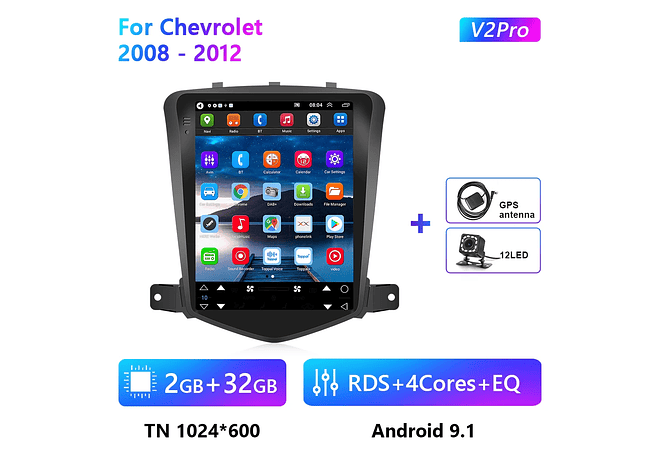RD085 Android chevrolet cruze j300 2008-2012 1GB a 8GB RAM e 16GB a 128GB ROM com ou sem Carplay