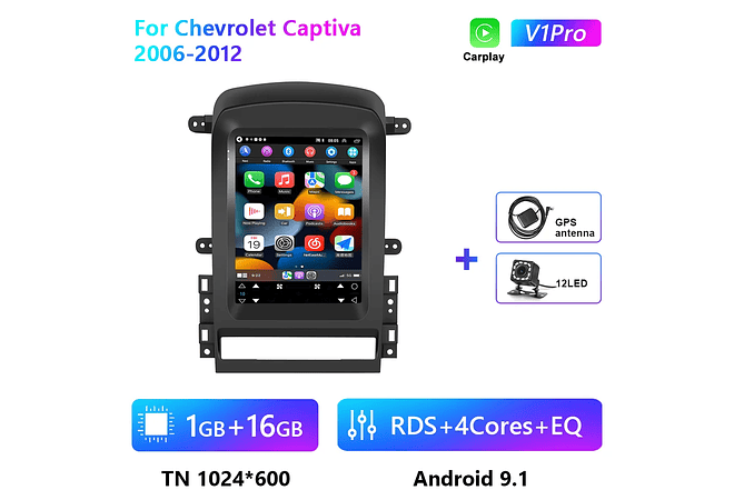 RD087 Android chevrolet captiva 2006-2012 1GB a 8GB RAM e 16GB a 128GB ROM com ou sem Carplay