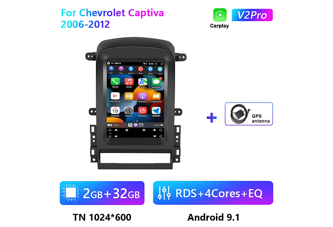 RD087 Android chevrolet captiva 2006-2012 1GB a 8GB RAM e 16GB a 128GB ROM com ou sem Carplay