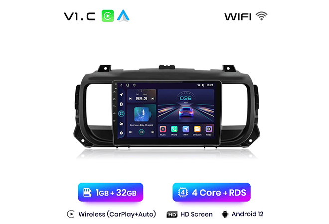 RD089 Android citroen jumpy 3 spacetourer 2018-2020 1GB a 8GB RAM e 16GB a 128GB ROM com ou sem Carplay