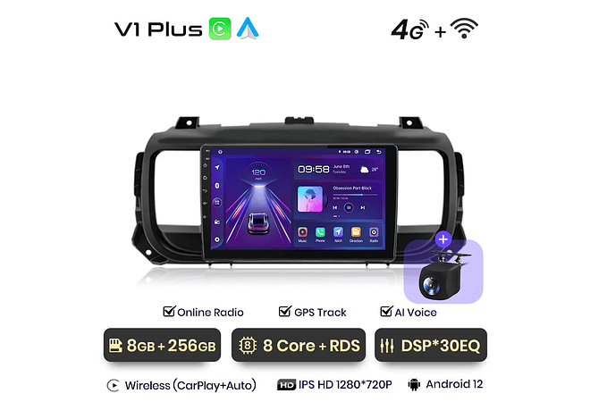 RD089 Android citroen jumpy 3 spacetourer 2018-2020 1GB a 8GB RAM e 16GB a 128GB ROM com ou sem Carplay