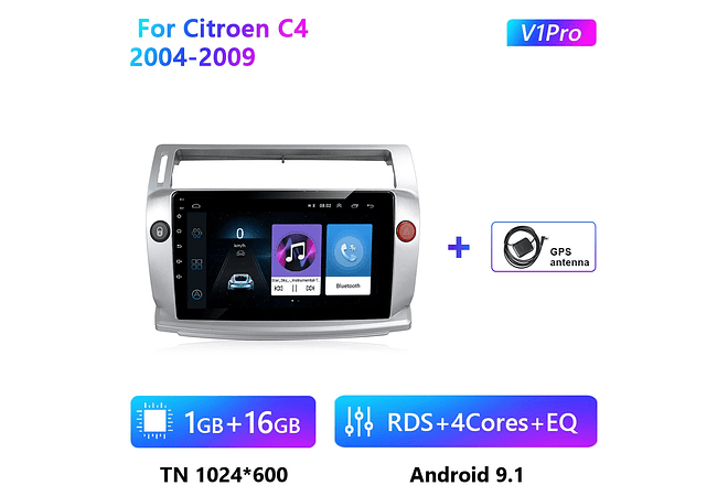 RD090 Android citroen C4 c-triomphe c-quatre 2004-2009 1GB a 8GB RAM e 16GB a 128GB ROM com ou sem Carplay