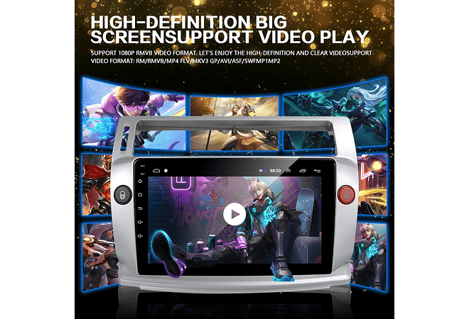 RD090 Android citroen C4 c-triomphe c-quatre 2004-2009 1GB a 8GB RAM e 16GB a 128GB ROM com ou sem Carplay