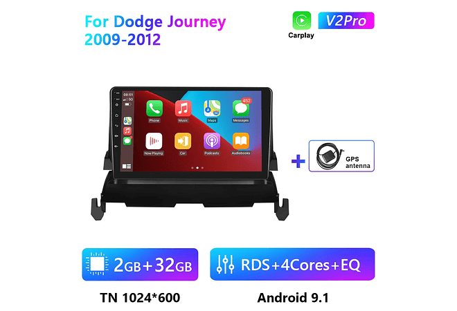 RD091 Android dodge journey 2009-2012 1GB a 8GB RAM e 16GB a 128GB ROM com ou sem Carplay