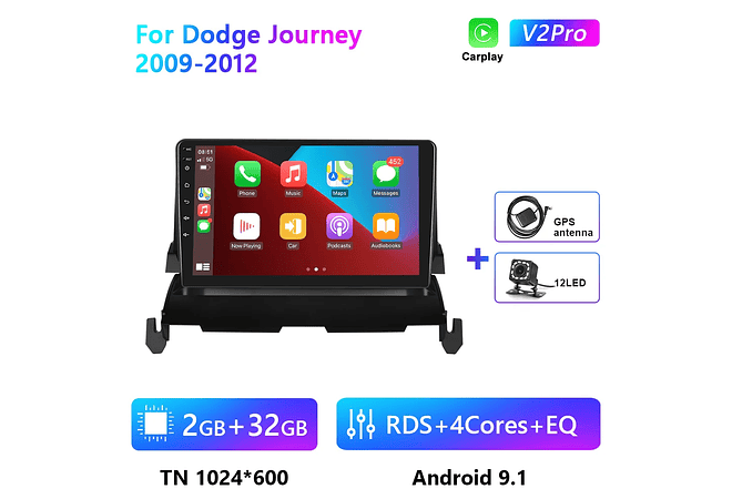 RD091 Android dodge journey 2009-2012 1GB a 8GB RAM e 16GB a 128GB ROM com ou sem Carplay