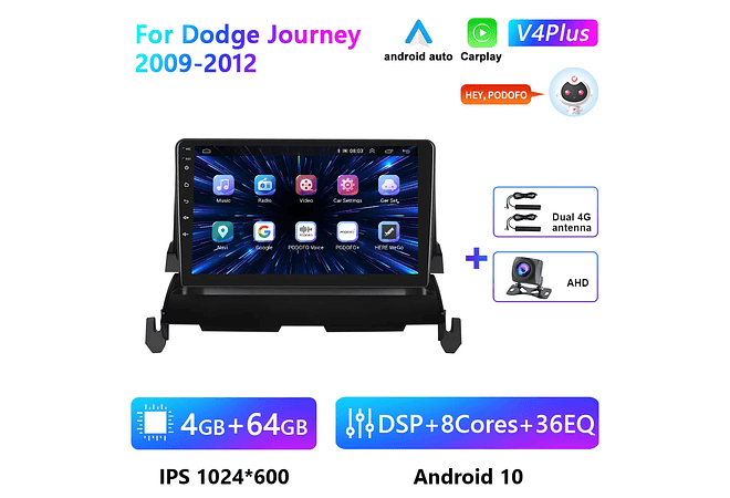 RD091 Android dodge journey 2009-2012 1GB a 8GB RAM e 16GB a 128GB ROM com ou sem Carplay