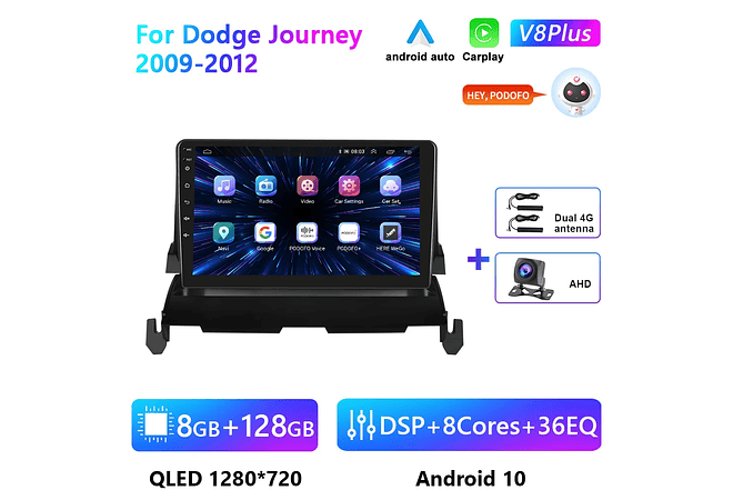 RD091 Android dodge journey 2009-2012 1GB a 8GB RAM e 16GB a 128GB ROM com ou sem Carplay