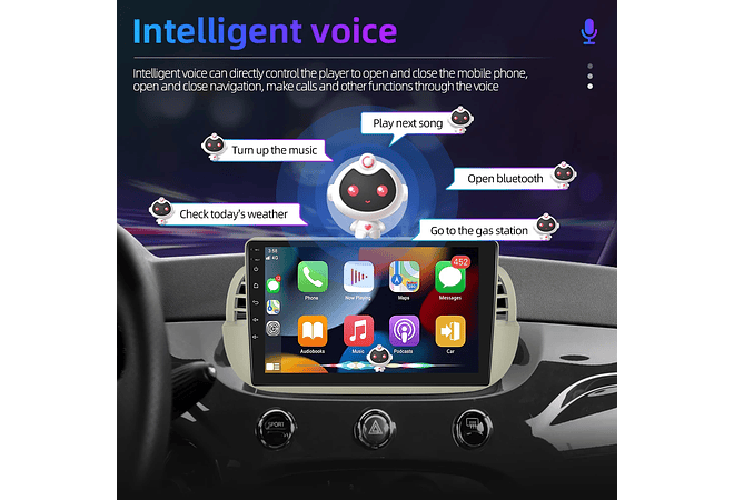 RD093 Android fiat 500 2007-2014 1GB a 8GB RAM e 16GB a 128GB ROM com ou sem Carplay