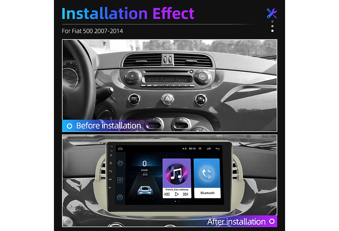 RD093 Android fiat 500 2007-2014 1GB a 8GB RAM e 16GB a 128GB ROM com ou sem Carplay