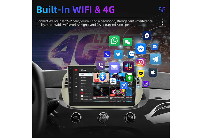 RD093 Android fiat 500 2007-2014 1GB a 8GB RAM e 16GB a 128GB ROM com ou sem Carplay
