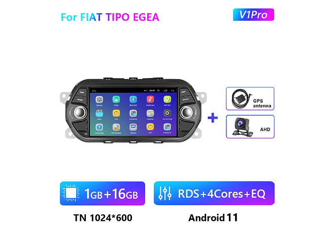 RD094 Android fiat tipo egea 2015-2017 1GB a 8GB RAM e 16GB a 128GB ROM com ou sem Carplay