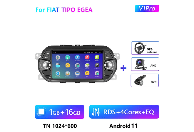 RD094 Android fiat tipo egea 2015-2017 1GB a 8GB RAM e 16GB a 128GB ROM com ou sem Carplay