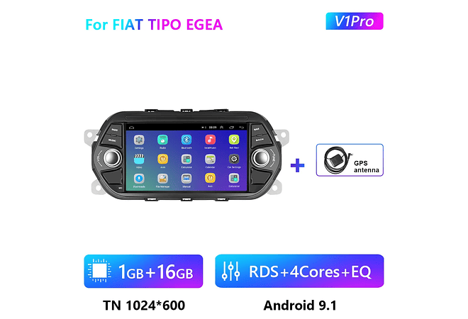 RD094 Android fiat tipo egea 2015-2017 1GB a 8GB RAM e 16GB a 128GB ROM com ou sem Carplay