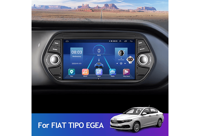 RD094 Android fiat tipo egea 2015-2017 1GB a 8GB RAM e 16GB a 128GB ROM com ou sem Carplay