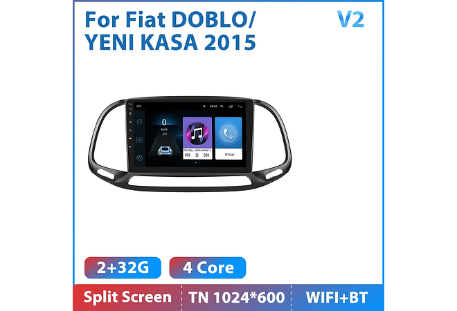 RD095 Android fiat doblo yeni kasa 2015 1GB a 8GB RAM e 16GB a 128GB ROM com ou sem Carplay