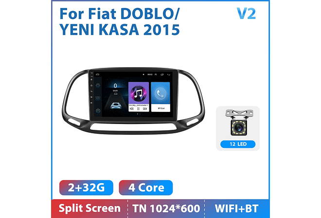RD095 Android fiat doblo yeni kasa 2015 1GB a 8GB RAM e 16GB a 128GB ROM com ou sem Carplay